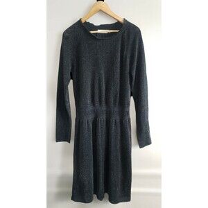 Tory Burch Dress Women's  Large Black Metallic Wool Blend Lightweight Event